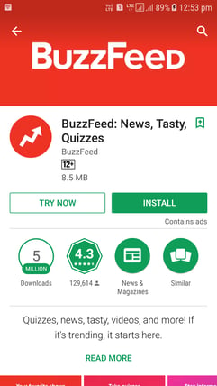 Buzzfeed - An Instant Android Mobile App
